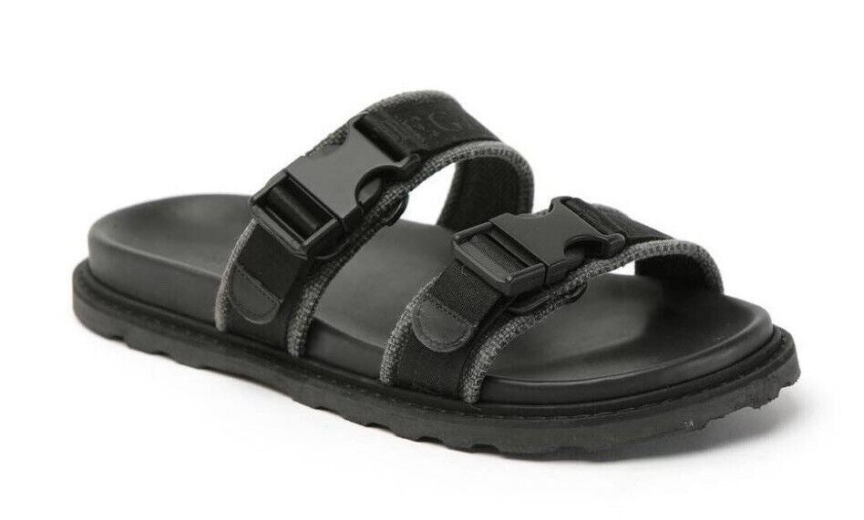 NIB $ 620 Bottega Veneta Herren-Slipper aus schwarzem Leder/Canvas 8 US 578262 