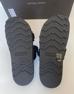 NIB $ 620 Bottega Veneta Herren-Slipper aus schwarzem Leder/Canvas 8 US 578262 