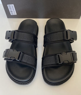 NIB $ 620 Bottega Veneta Herren-Slipper aus schwarzem Leder/Canvas 8 US 578262 