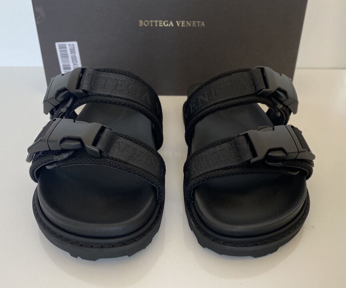 NIB $620 Bottega Veneta Men's Black Leather/Canvas Slides 8 US 578262