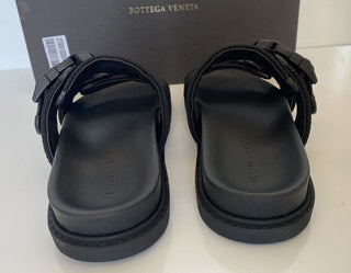 NIB $ 620 Bottega Veneta Herren-Slipper aus schwarzem Leder/Canvas 8 US 578262 