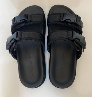 NIB $ 620 Bottega Veneta Herren-Slipper aus schwarzem Leder/Canvas 8 US 578262 