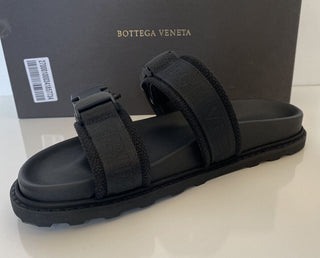 NIB $ 620 Bottega Veneta Herren-Slipper aus schwarzem Leder/Canvas 8 US 578262 