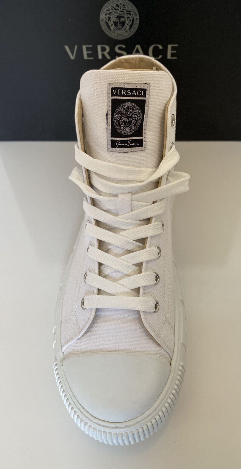 NIB Versace White Palladium High-top Canvas Sneakers 9 US (42 Euro) DSU8403