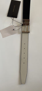 Neu mit Etikett: 520 $ Bottega Veneta Doppelseitiger Herrengürtel in Schwarz/Weiß 40/100 575234 Italien