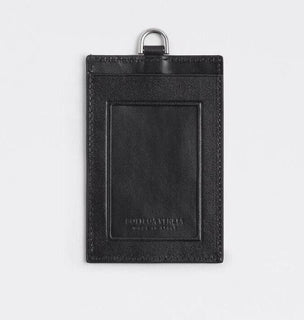 NWT $280 Bottega Veneta Leather Intrecciato Card Case / Luggage Tag Black 609293