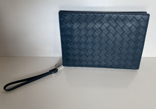 Neu mit Etikett: 1600 $ Bottega Veneta Intrecciato Leder Dokumententasche in Tiefblau 592855 IT 