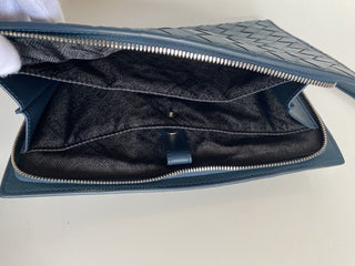 Neu mit Etikett: 1600 $ Bottega Veneta Intrecciato Leder Dokumententasche in Tiefblau 592855 IT 
