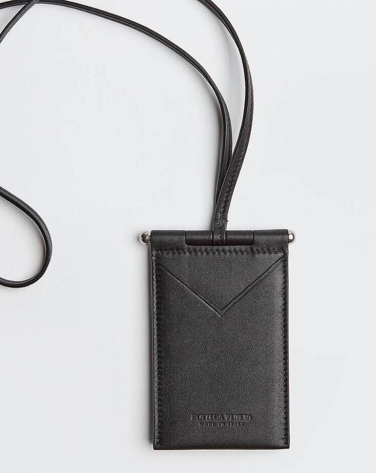 Neu mit Etikett: 450 $ Bottega Veneta Kalbsleder-Kartenetui Schwarz 619045 Hergestellt in Italien