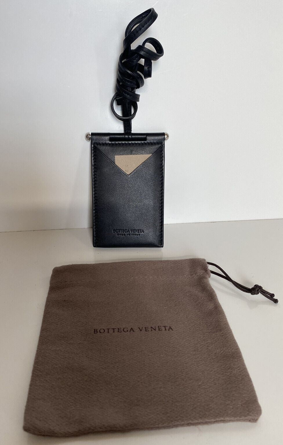 NWT $450 Bottega Veneta Calf Leather Card Case Black 619045 Made in Italy