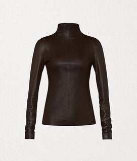 Neu mit Etikett: 2780 $ Bottega Veneta Damenoberteil aus Schokoladenleder 6 US (42 Bottega) 600550