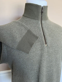 Neu mit Etikett: 1295 $ Ralph Lauren Purple Label Cashmere Dark Sage 1/4 Zip Pullover XL Italien