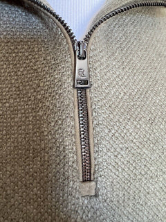 Neu mit Etikett: 1295 $ Ralph Lauren Purple Label Cashmere Dark Sage 1/4 Zip Pullover XL Italien