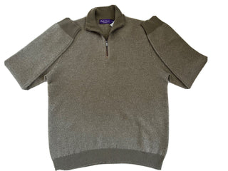 Neu mit Etikett: 1295 $ Ralph Lauren Purple Label Cashmere Dark Sage 1/4 Zip Pullover XL Italien