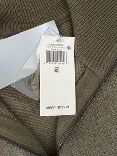 Neu mit Etikett: 1295 $ Ralph Lauren Purple Label Cashmere Dark Sage 1/4 Zip Pullover XL Italien