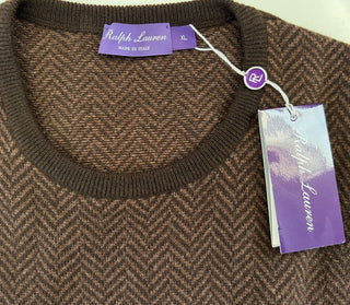 Neu mit Etikett: 1495 $ Ralph Lauren Purple Label Kaschmirbrauner Pullover XL Hergestellt in Italien