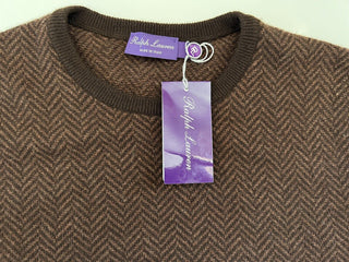 Neu mit Etikett: 1495 $ Ralph Lauren Purple Label Kaschmirbrauner Pullover XL Hergestellt in Italien