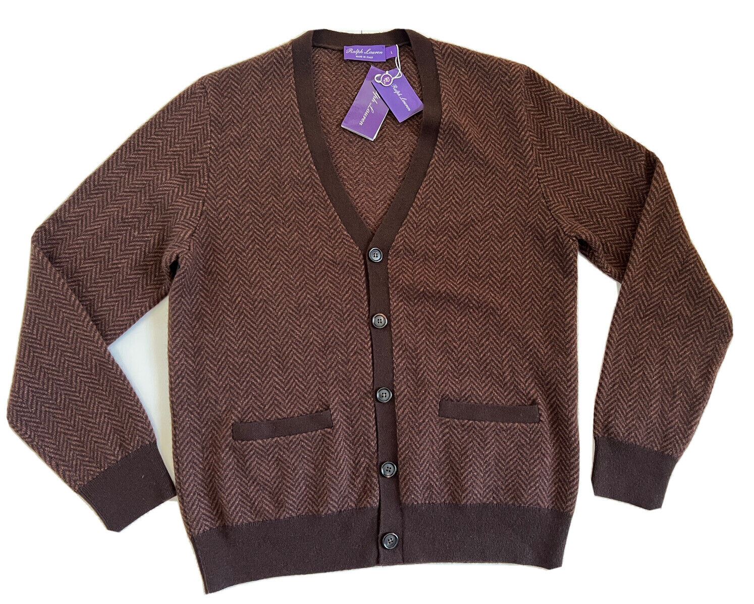 Neu mit Etikett: 1695 $ Ralph Lauren Purple Label Kaschmirbrauner Cardigan XL Hergestellt in Italien