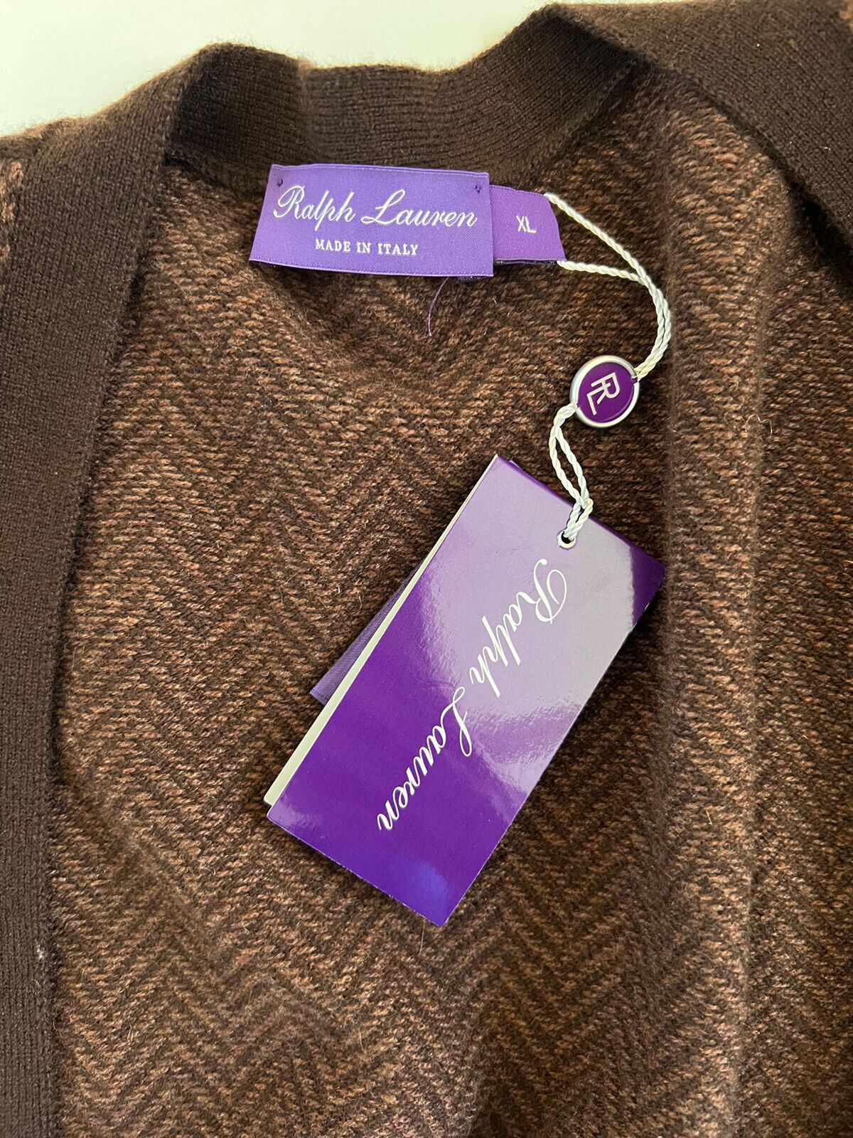 Neu mit Etikett: 1695 $ Ralph Lauren Purple Label Kaschmirbrauner Cardigan XL Hergestellt in Italien