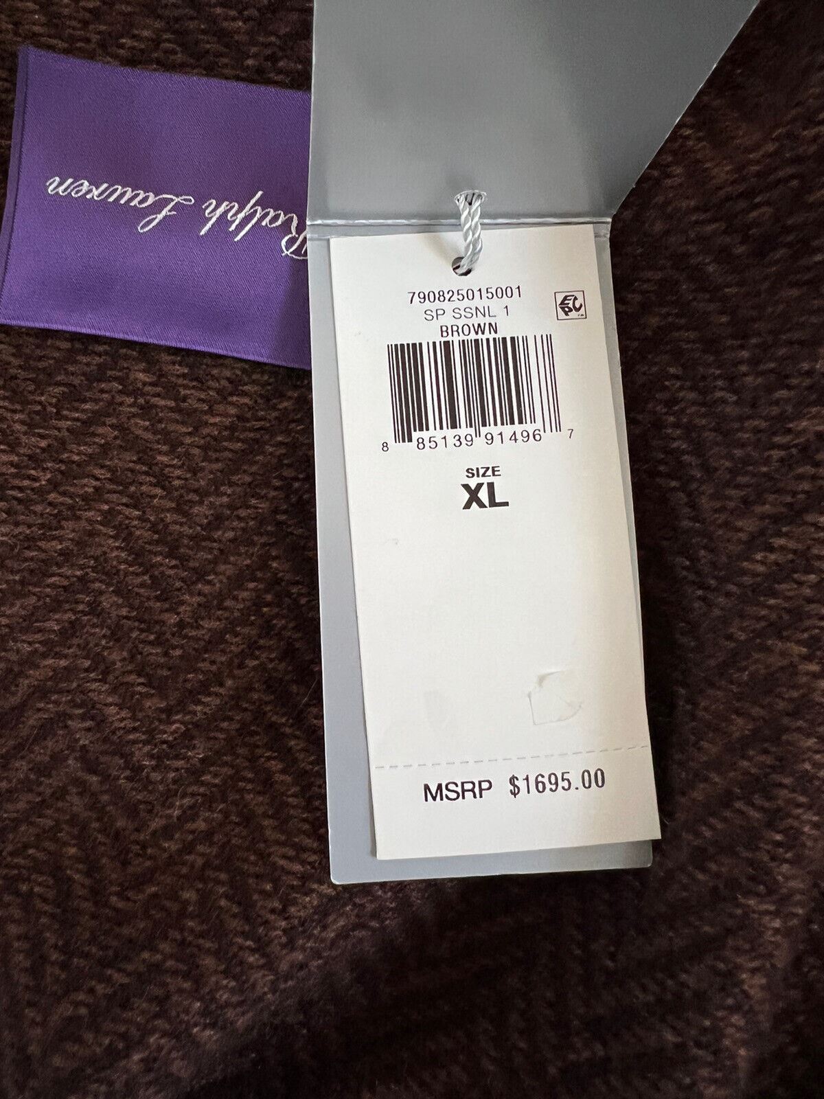 Neu mit Etikett: 1695 $ Ralph Lauren Purple Label Kaschmirbrauner Cardigan XL Hergestellt in Italien