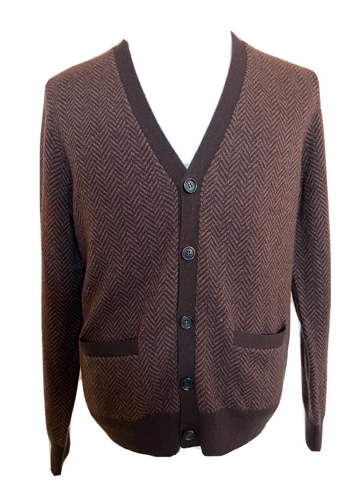 NWT $1695 Ralph Lauren Purple Label Cashmere Brown Cardigan L Made in Italy