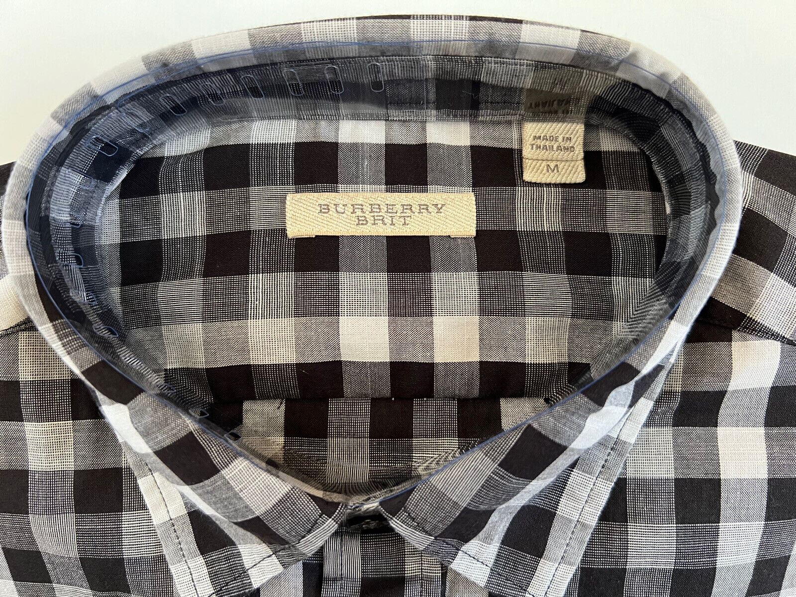 NWT $250 Burberry Men's Black Cotton Button-Up Shirt Medium 4015368