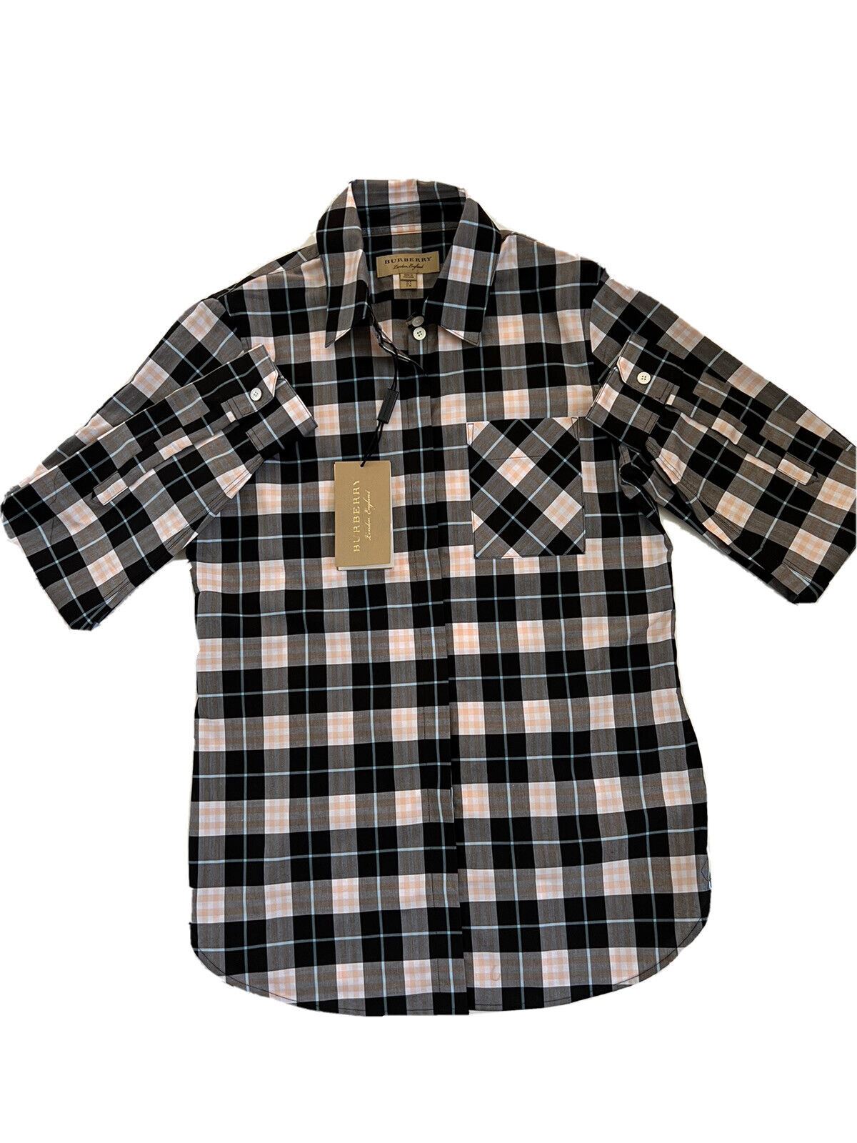 NWT $250 Burberry Men's Black Cotton Button-Up Shirt Medium 4015368