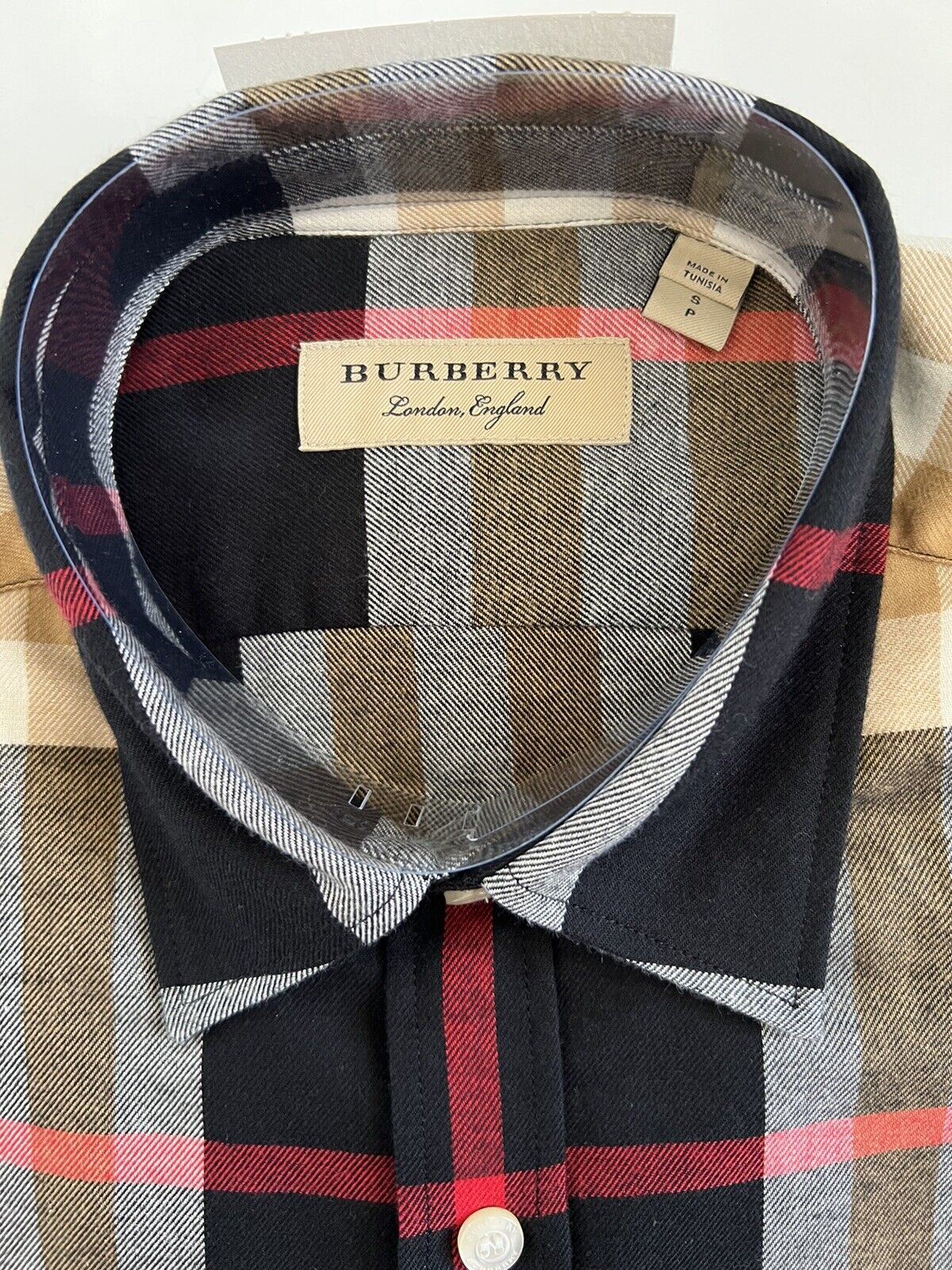 NWT $390 Burberry Men's Black  Check Cotton Button-Up Shirt Medium