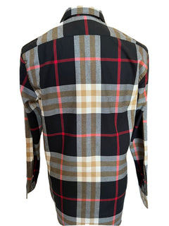 Neu mit Etikett: 390 $ Burberry Herren-Hemd mit Knopfleiste, schwarz kariert, Baumwolle, Größe M