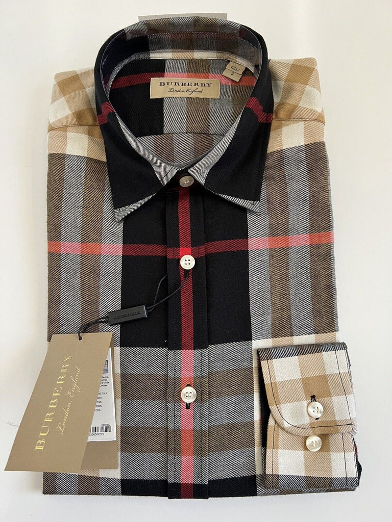 Мужская черная хлопковая рубашка на пуговицах в клетку Burberry, размер 3XL, 390 долларов (NWT)