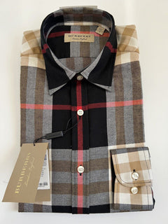 Мужская черная хлопковая рубашка на пуговицах в клетку Burberry, размер 3XL, 390 долларов (NWT)
