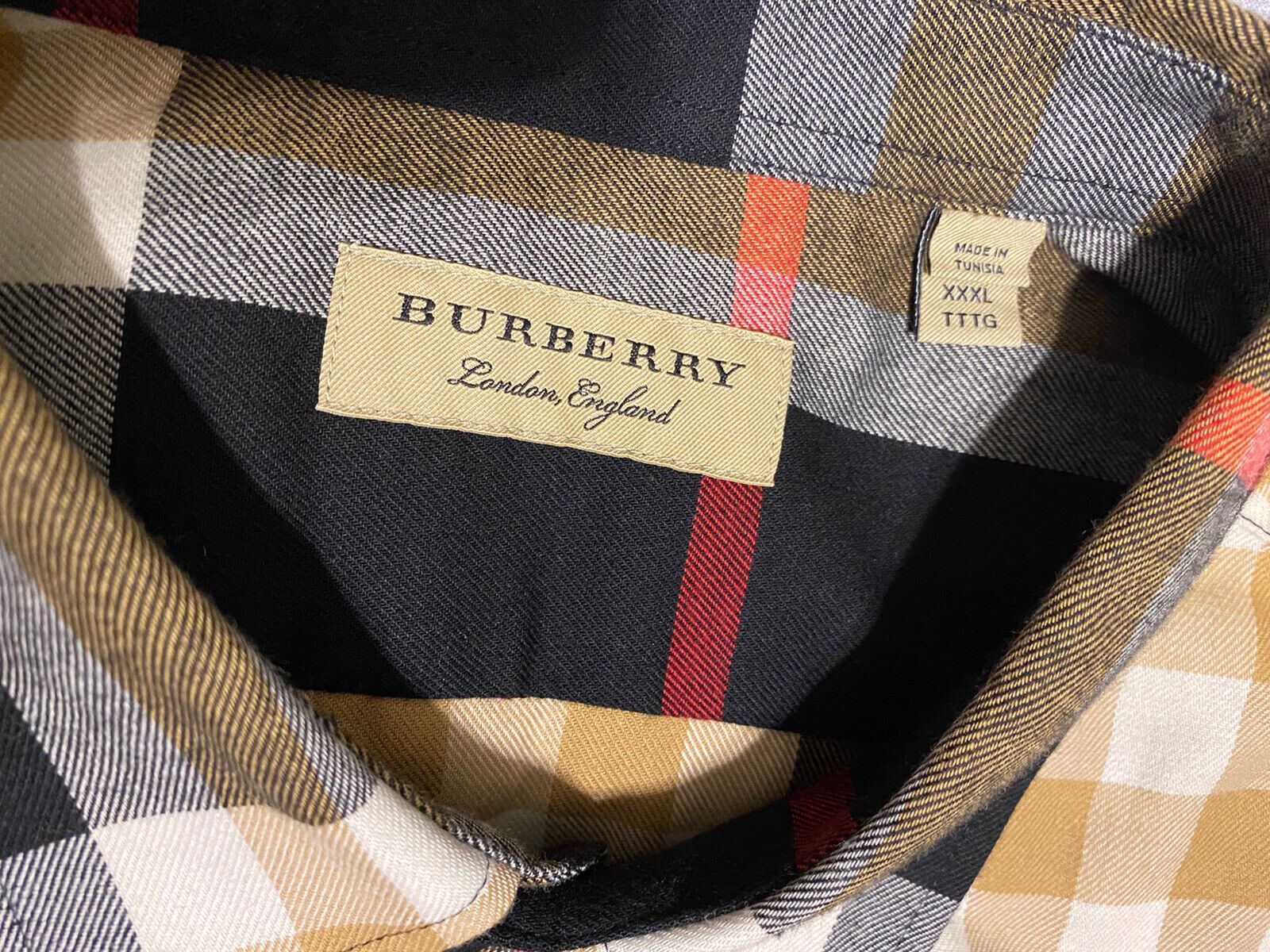 NWT 390 Burberry Men s Black Check Cotton Button Up Shirt 3XL BAYSUPERSTORE