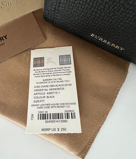 Кожаный кошелек NWT Burberry с зажимом для денег, черный/коричневый 40657151 