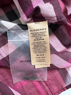 Neu mit Etikett: 350 $ Burberry Damen-Hemd Regency aus Baumwolle mit Knöpfen in Lila L 
