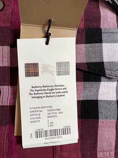 Neu mit Etikett: 350 $ Burberry Damen-Hemd Regency aus Baumwolle mit Knöpfen in Lila L 