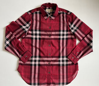NWT $350 Burberry Women's Regency Poppy Red Cotton Button-Up Shirt Medium