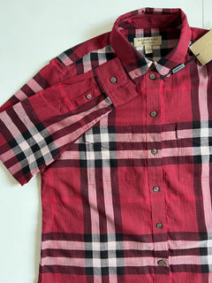 NWT $350 Burberry Women's Regency Poppy Red Cotton Button-Up Shirt Medium