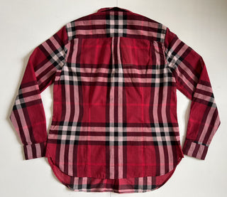 NWT $350 Burberry Women's Regency Poppy Red Cotton Button-Up Shirt Medium