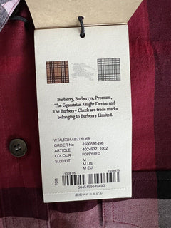 NWT $350 Burberry Women's Regency Poppy Red Cotton Button-Up Shirt Medium