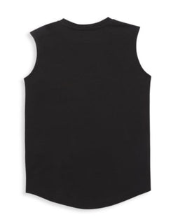 Neu mit Etikett: 214 $ Balmain Mädchen-T-Shirt aus ärmelloser Baumwolle in Schwarz, Größe 10, hergestellt in Portugal 