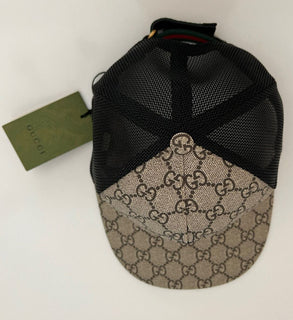 Neu mit Etikett: Gucci GG Logo Braun/Schwarze Baseballkappe, Größe S, 56 cm, hergestellt in Italien 