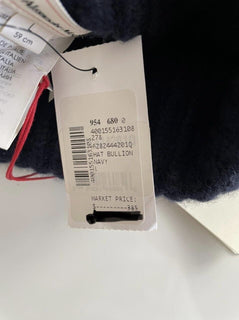 Neu mit Etikett: 385 $ Alexander McQueen Bullion Skull Ribbed Cashmere Beanie Navy Hat Large 