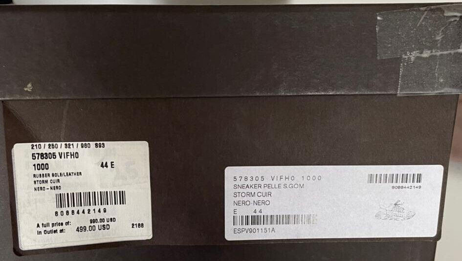NIB $950 Bottega Veneta Mens Leather Black Sneakers 11 US (44 Euro) 578305