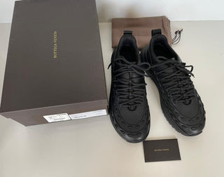 NIB 950 $ Bottega Veneta Herren-Leder-Schwarz-Sneaker 10,5 US (43,5 Euro) 578305