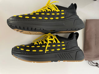 NIB 950 $ Bottega Veneta Herren-Sneaker aus Leder in Schwarz/Gelb 9,5 US (42,5) 578305