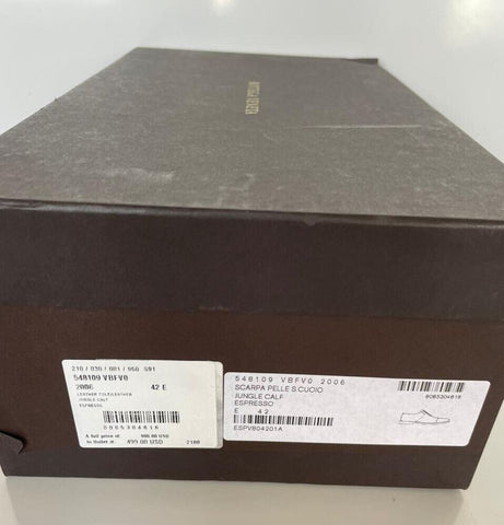 NIB $990 Bottega Veneta Men's Leather Shoes Espresso 9 US (42 Euro) 548109 IT