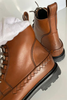 NIB $ 1200 Bottega Veneta Kalbsleder braune Stiefeletten 12 US (45 Euro) 548145 