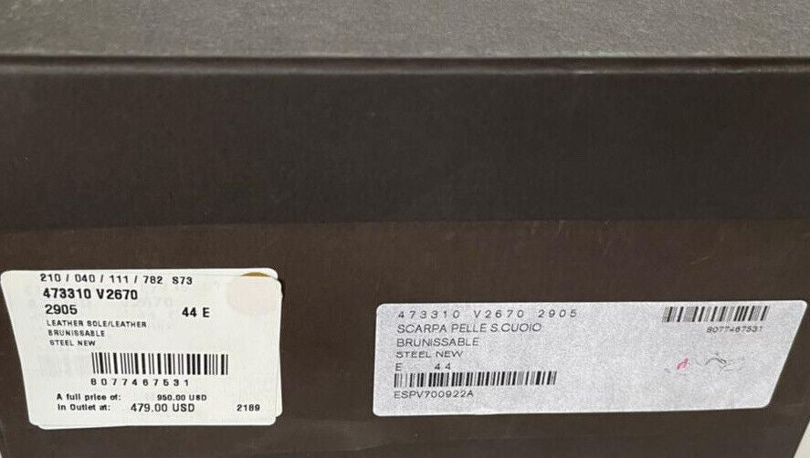 NIB $950 Bottega Veneta Men's Leather Monk Strap Shoes Steel 11 US (44) 473310