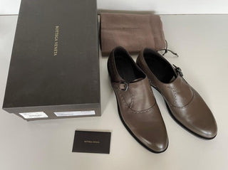 NIB 950 $ Bottega Veneta Herren-Leder-Monk-Riemenschuhe Steel 11 US (44) 473310 