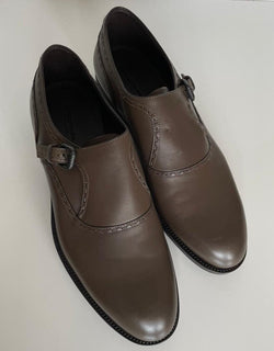 NIB 950 $ Bottega Veneta Herren-Leder-Monk-Riemenschuhe Steel 11 US (44) 473310 